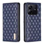 For Redmi Note 14 5G Diamond Lattice Magnetic Leather Flip Phone Case(Blue)