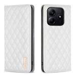 For Redmi Note 14 5G Diamond Lattice Magnetic Leather Flip Phone Case(White)