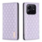 For Redmi Note 14 5G Diamond Lattice Magnetic Leather Flip Phone Case(Purple)