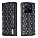 For Redmi Note 14 5G Diamond Lattice Magnetic Leather Flip Phone Case(Black)