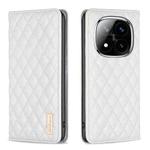 For Redmi Note 14 Pro / Note 14 Pro+ Diamond Lattice Magnetic Leather Flip Phone Case(White)