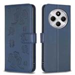 For Redmi 14C 4G Four-leaf Embossed Leather Phone Case(Blue)