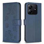 For Redmi Note 14 5G Four-leaf Embossed Leather Phone Case(Blue)