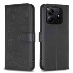 For Redmi Note 14 5G Four-leaf Embossed Leather Phone Case(Black)