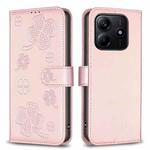 For Redmi Note 14 5G Four-leaf Embossed Leather Phone Case(Pink)