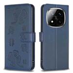 For Redmi Note 14 Pro 5G / Note 14 Pro+ 5G Four-leaf Embossed Leather Phone Case(Blue)