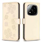 For Redmi Note 14 Pro 5G / Note 14 Pro+ 5G Four-leaf Embossed Leather Phone Case(Gold)