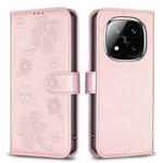 For Redmi Note 14 Pro / Note 14 Pro+ Four-leaf Embossed Leather Phone Case(Pink)