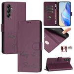 For Samsung Galaxy A15 5G / 4G Smile Embossing RFID Leather Phone Case(Violet)