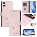 For Samsung Galaxy A07 4G Smile Embossing RFID Leather Phone Case(Pink)
