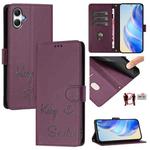 For Samsung Galaxy A07 4G Smile Embossing RFID Leather Phone Case(Violet)