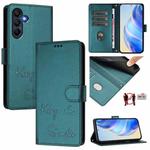 For Samsung Galaxy A17 4G Smile Embossing RFID Leather Phone Case(Peacock Green)