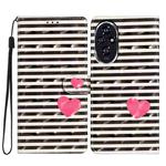 For Honor 200 3D Pattern Leather Phone Case(Striped Heart)