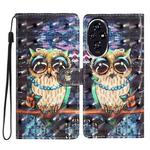 For Honor 200 3D Pattern Leather Phone Case(Big-eyed owl)