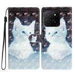 For Honor X5b 4G 3D Pattern Leather Phone Case(White Cat)