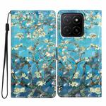 For Honor X5b 4G 3D Pattern Leather Phone Case(Blue Base Apricot Flower)