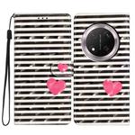 For Honor X9c 5G 3D Pattern Leather Phone Case(Striped Heart)