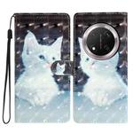 For Honor X9c 5G 3D Pattern Leather Phone Case(White Cat)