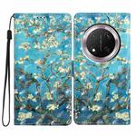 For Honor X9c 5G 3D Pattern Leather Phone Case(Blue Base Apricot Flower)