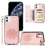 For iPhone 11 Pro Mandala Embossed PU + TPU Case with Holder & Card Slots & Photo Frame & Hand Strap(Rose Gold)