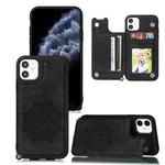 For iPhone 11 Pro Mandala Embossed PU + TPU Case with Holder & Card Slots & Photo Frame & Hand Strap(Black)