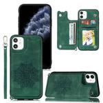 For iPhone 11 Pro Mandala Embossed PU + TPU Case with Holder & Card Slots & Photo Frame & Hand Strap(Green)