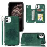 For iPhone 11 Pro Max Mandala Embossed PU + TPU Case with Holder & Card Slots & Photo Frame & Hand Strap(Green)