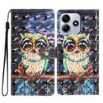 For Redmi Note 14 5G 3D Pattern Leather Phone Case(Big-eyed owl)
