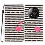 For Redmi Note 14 Pro+ 5G 3D Pattern Leather Phone Case(Striped Heart)