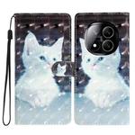 For Redmi Note 14 Pro+ 5G 3D Pattern Leather Phone Case(White Cat)