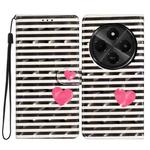 For Redmi A4 5G 3D Pattern Leather Phone Case(Striped Heart)