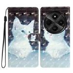 For Redmi A4 5G 3D Pattern Leather Phone Case(White Cat)