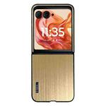 For Motorola Moto Razr 50 2024 PC Hybrid Aluminum Alloy Brushed Shockproof Phone Case(Gold)