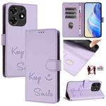 For Tecno Spark 10 Pro Magic Magenta Smile Embossing RFID Leather Phone Case(Light Purple)