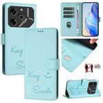 For Tecno Pova 6 Pro / Pova 6 5G Smile Embossing RFID Leather Phone Case(Mint Green)