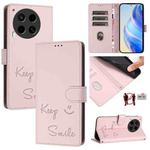 For Tecno Camon 30 5G / 4G Smile Embossing RFID Leather Phone Case(Pink)