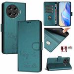 For Tecno Spark 20 Pro+ Smile Embossing RFID Leather Phone Case(Peacock Green)