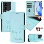 For Tecno Pova 5 Pro 5G Smile Embossing RFID Leather Phone Case(Mint Green)