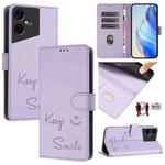 For Tecno Pova Neo 3 Smile Embossing RFID Leather Phone Case(Light Purple)