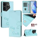 For Tecno Camon 20 Premier 5G Smile Embossing RFID Leather Phone Case(Mint Green)