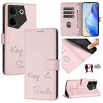 For Tecno Camon 20 / 20 Pro 4G Smile Embossing RFID Leather Phone Case(Pink)