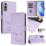 For Tecno Pova 4 Smile Embossing RFID Leather Phone Case(Light Purple)