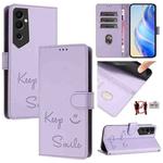 For Tecno Pova Neo 2 Smile Embossing RFID Leather Phone Case(Light Purple)