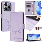 For Tecno Spark 20 Pro 5G Smile Embossing RFID Leather Phone Case(Light Purple)