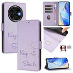 For Tecno Spark 30C Smile Embossing RFID Leather Phone Case(Light Purple)