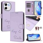 For Tecno Spark 30 5G Smile Embossing RFID Leather Phone Case(Light Purple)