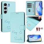 For Tecno Camon 40 4G Smile Embossing RFID Leather Phone Case(Mint Green)