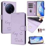 For Tecno Camon 40 Premier Smile Embossing RFID Leather Phone Case(Light Purple)