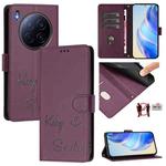 For Tecno Camon 40 Premier Smile Embossing RFID Leather Phone Case(Violet)