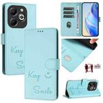 For Infinix Smart 8 Plus / Smart 8 Pro Smile Embossing RFID Leather Phone Case(Mint Green)